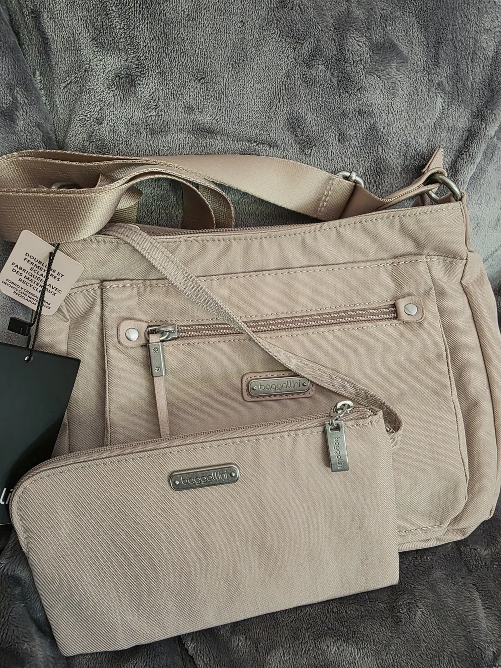 New Baggallini Uptown RFID Crossbody Bag & Wristlet NWT Mauve Pink